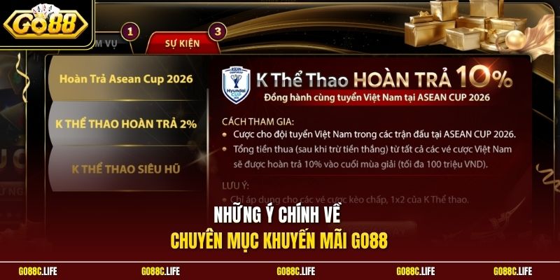 Những ý chính về chuyên mục khuyến mãi GO88